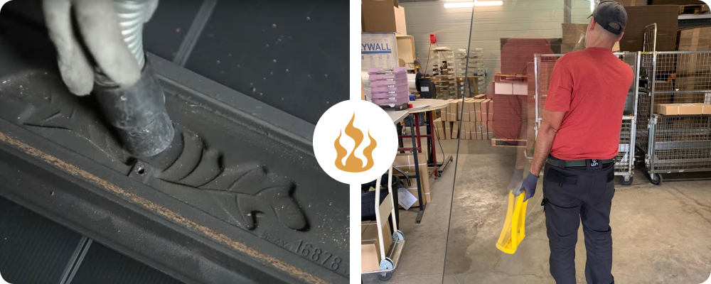 Vitre insert cheminée noircie solutions entretien bois sec allumage top down conseils Vitreflam